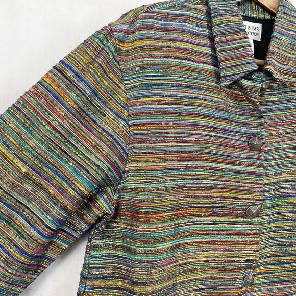 VTG Tantrums Collection Metallic Jacket Womens Small Silk Blend Textured Rainbow - Picture 3 of 9